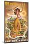 Hawaii, United Air Lines, Hula Dancer-null-Mounted Art Print