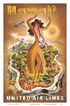 Beautiful Hana on the Island of Maui, Hawaii - Vintage United Air Lines Travel Poster, 1950s-Joseph Fehér-Art Print