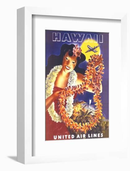 Hawaii, United Air Lines-null-Framed Premium Giclee Print