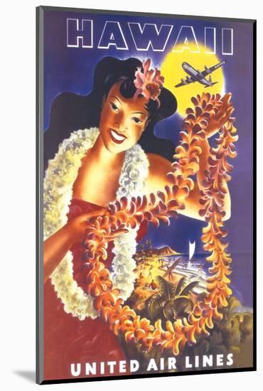 Hawaii, United Air Lines-null-Mounted Premium Giclee Print