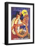 Hawaii, United Air Lines-null-Framed Premium Giclee Print