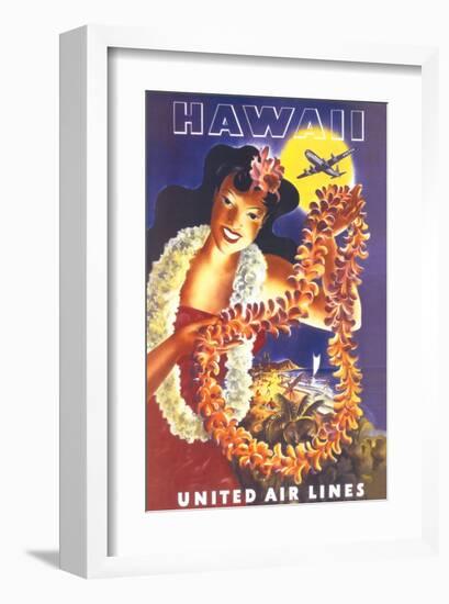 Hawaii, United Air Lines-null-Framed Premium Giclee Print