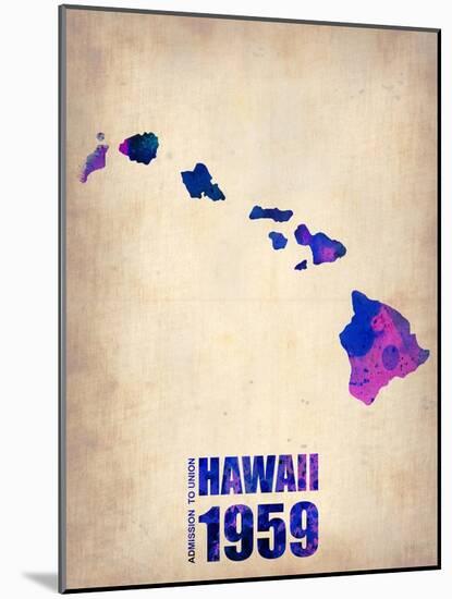 Hawaii Watercolor Map-NaxArt-Mounted Art Print