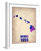 Hawaii Watercolor Map-NaxArt-Framed Art Print