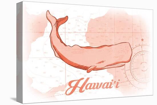Hawaii - Whale - Coral - Coastal Icon-Lantern Press-Stretched Canvas