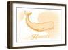 Hawaii - Whale - Yellow - Coastal Icon-Lantern Press-Framed Art Print