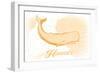 Hawaii - Whale - Yellow - Coastal Icon-Lantern Press-Framed Art Print