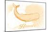 Hawaii - Whale - Yellow - Coastal Icon-Lantern Press-Mounted Art Print