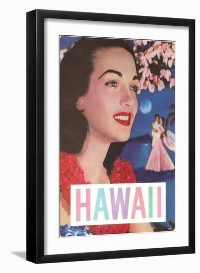 Hawaii, Woman in Lei with Dancers in Background-null-Framed Art Print