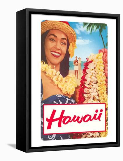 Hawaii, Woman with Frangipani Leis-null-Framed Stretched Canvas