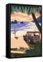 Hawaii - Woody on Beach-Lantern Press-Framed Stretched Canvas