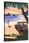 Hawaii - Woody on Beach-Lantern Press-Stretched Canvas