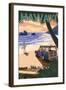 Hawaii - Woody on Beach-Lantern Press-Framed Art Print