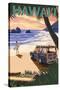 Hawaii - Woody on Beach-Lantern Press-Stretched Canvas