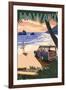 Hawaii - Woody on Beach-Lantern Press-Framed Art Print