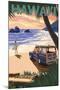 Hawaii - Woody on Beach-Lantern Press-Mounted Art Print