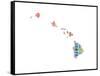 Hawaii Word Cloud Map-NaxArt-Framed Stretched Canvas