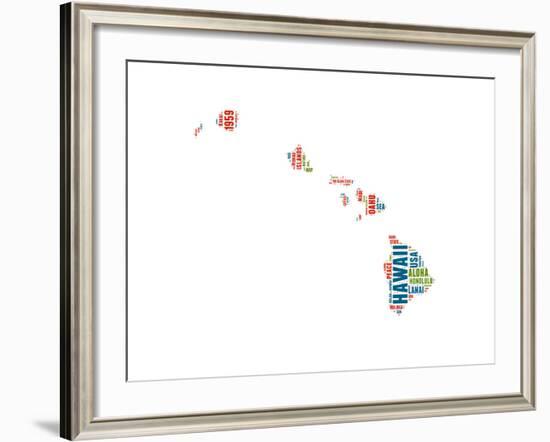 Hawaii Word Cloud Map-NaxArt-Framed Art Print