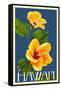 Hawaii - Yellow Hibiscus Flower-Lantern Press-Framed Stretched Canvas