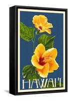 Hawaii - Yellow Hibiscus Flower-Lantern Press-Framed Stretched Canvas