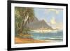 Hawaiian Beach with Cruise Ship-null-Framed Art Print