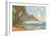 Hawaiian Beach with Cruise Ship-null-Framed Art Print