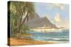 Hawaiian Beach with Cruise Ship-null-Stretched Canvas
