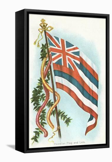Hawaiian Flag and Leis-null-Framed Stretched Canvas
