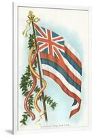 Hawaiian Flag and Leis-null-Framed Art Print