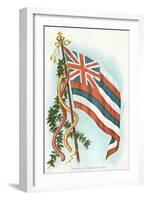 Hawaiian Flag and Leis-null-Framed Art Print