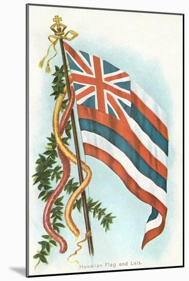 Hawaiian Flag and Leis-null-Mounted Art Print