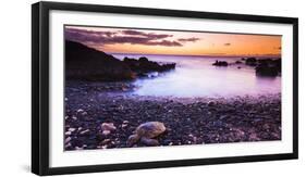 Hawaiian Green Sea Turtles on a Lava Beach at Sunset, Kohala Coast, the Big Island, Hawaii-Russ Bishop-Framed Photographic Print