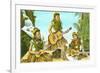 Hawaiian Hula Dancers with Guitar and Ukuleles-null-Framed Art Print