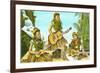 Hawaiian Hula Dancers with Guitar and Ukuleles-null-Framed Art Print