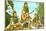 Hawaiian Hula Dancers with Guitar and Ukuleles-null-Mounted Art Print