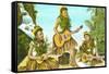 Hawaiian Hula Dancers with Guitar and Ukuleles-null-Framed Stretched Canvas