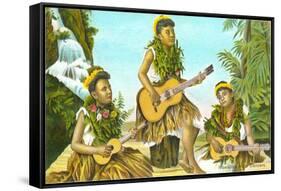 Hawaiian Hula Dancers with Guitar and Ukuleles-null-Framed Stretched Canvas