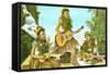 Hawaiian Hula Dancers with Guitar and Ukuleles-null-Framed Stretched Canvas