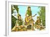 Hawaiian Hula Dancers with Guitar and Ukuleles-null-Framed Art Print