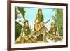 Hawaiian Hula Dancers with Guitar and Ukuleles-null-Framed Premium Giclee Print