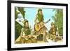 Hawaiian Hula Dancers with Guitar and Ukuleles-null-Framed Premium Giclee Print