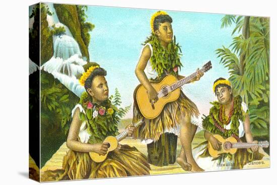 Hawaiian Hula Dancers with Guitar and Ukuleles-null-Stretched Canvas