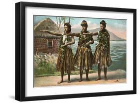 Hawaiian Hula Dancers-null-Framed Art Print