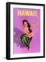 Hawaiian Hula Girl Vintage Travel Poster-Piddix-Framed Art Print