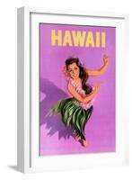 Hawaiian Hula Girl Vintage Travel Poster-Piddix-Framed Art Print