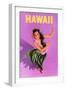 Hawaiian Hula Girl Vintage Travel Poster-Piddix-Framed Art Print