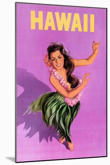 Hawaiian Hula Girl Vintage Travel Poster-Piddix-Mounted Art Print
