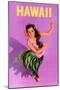 Hawaiian Hula Girl Vintage Travel Poster-Piddix-Mounted Art Print