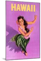 Hawaiian Hula Girl Vintage Travel Poster-Piddix-Mounted Art Print