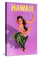 Hawaiian Hula Girl Vintage Travel Poster-Piddix-Stretched Canvas